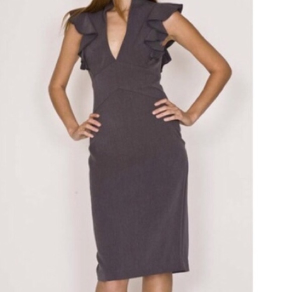 Black Halo sheath dress in dark grey